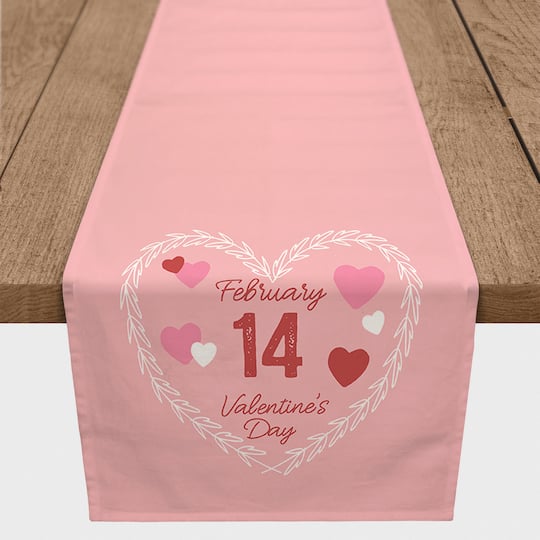 72" Poly Twill Valentine's Day Calendar Wreath Table Runner